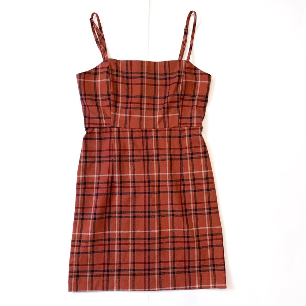 Forever 21 Plaid Square Neck  Mini Dress Small